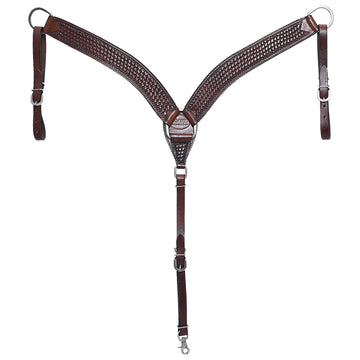 HILASON Western Horse Headstall Breast Collar Set Tack Genuine American Leather Basket Weave Dark Brown